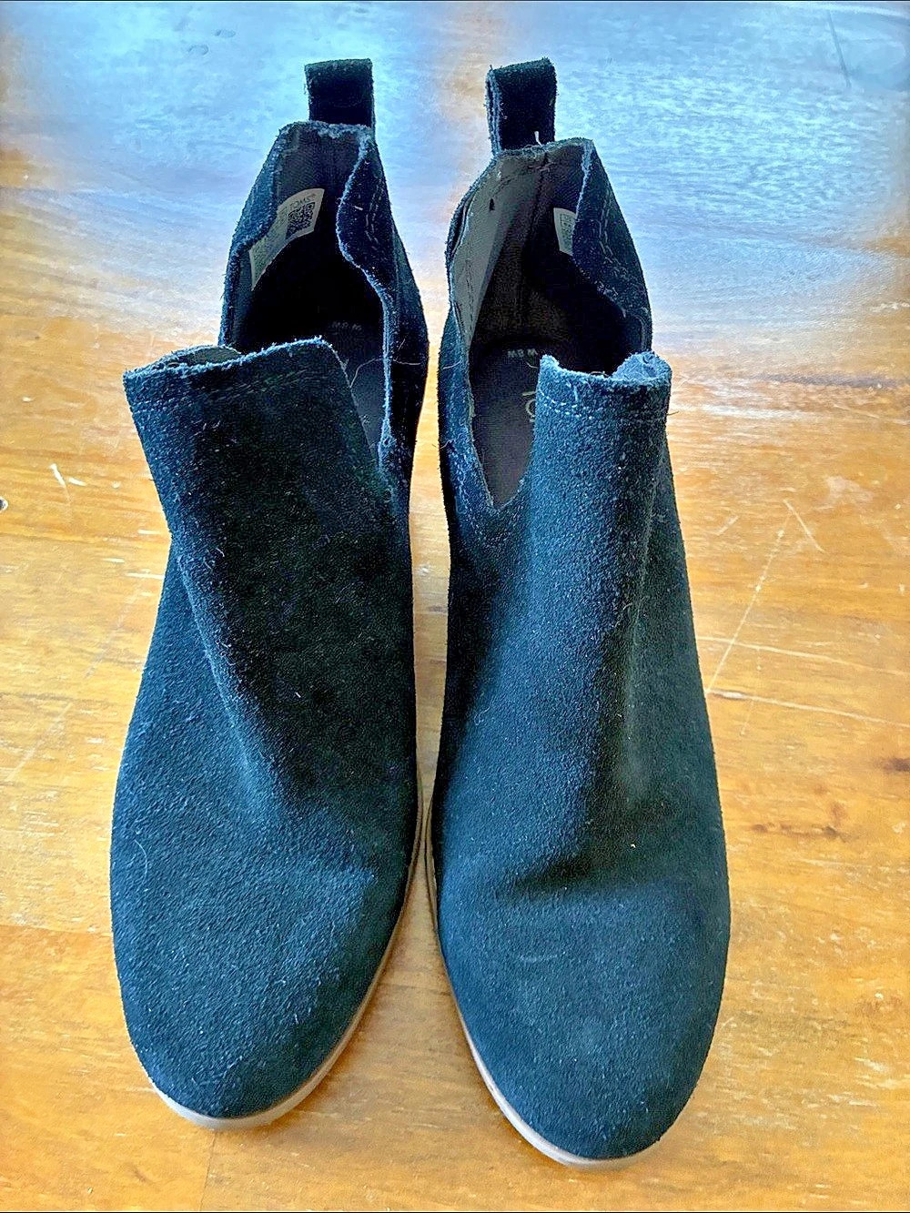 TOMS Kallie Wedge Bootie Black Suede-Look Wedge Booties